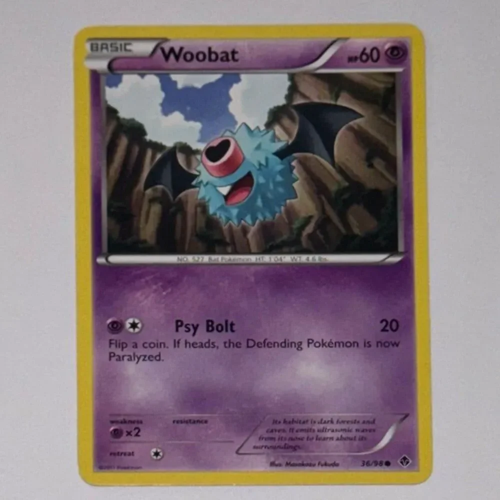 Woobat (REVERSE HOLO) : B&W - EMERGING POWERS 36/98 - Pokemon Single Card Woobat (REVERSE HOLO) : B&W - EMERGING POWERS 36/98 - Pokemon Single Card